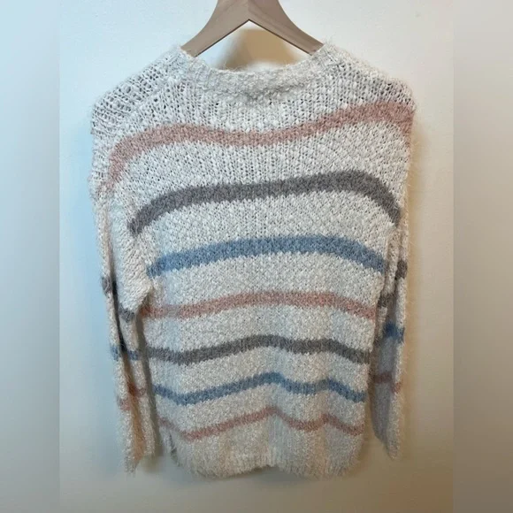 Adora popcorn fuzzy soft striped Multicolor Sweater, size S - Picture 4 of 10